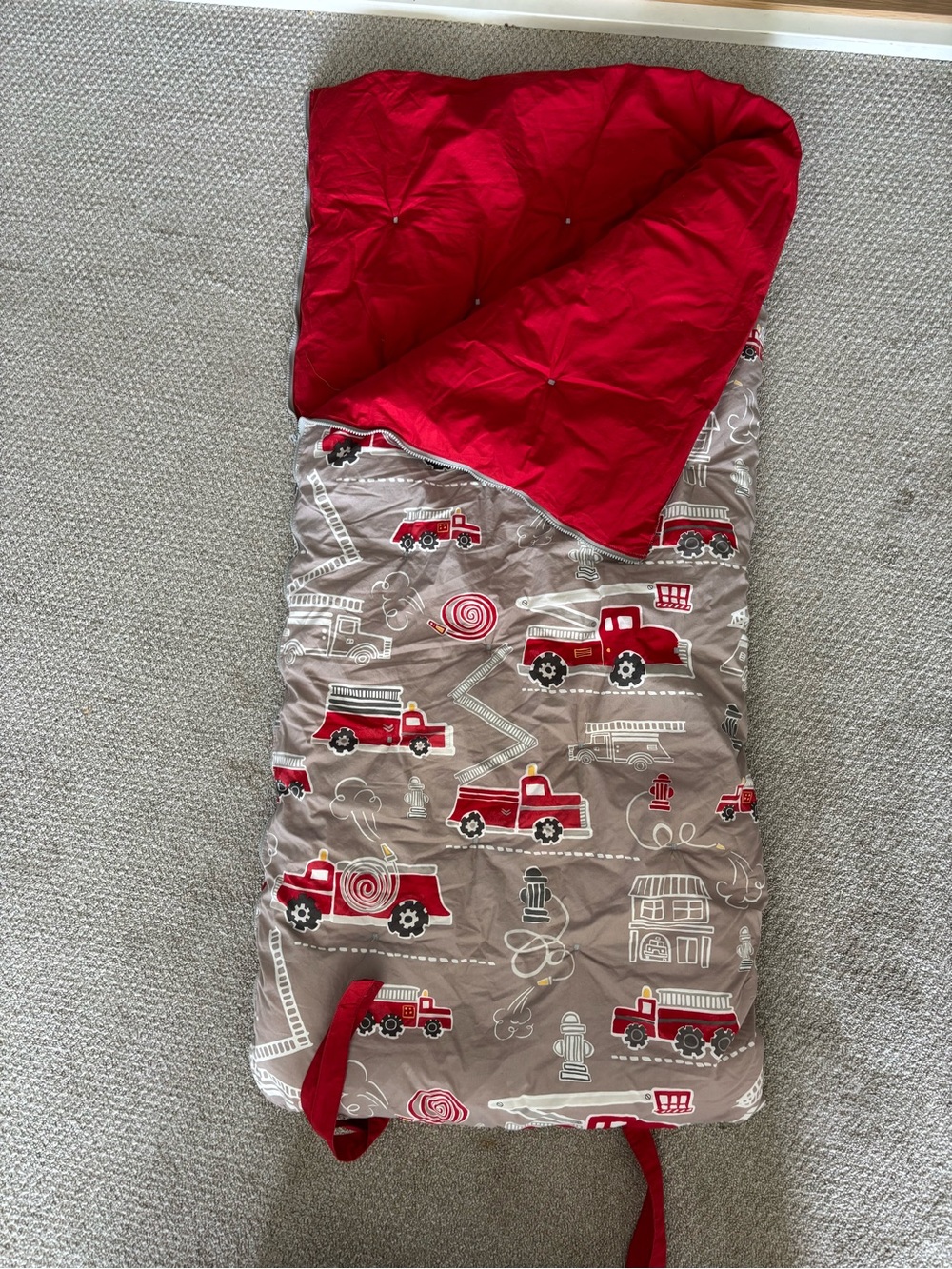 Pottery Barn Children's Red Firetruck Sleeping Bag. No monogram